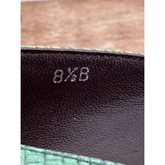 Vintage DKNY Artemisia Made in Italy Green Leather Bow Platform Pumps Size 8.5 - Picture 12 of 15